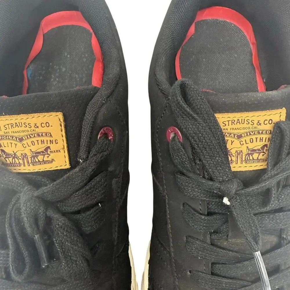 Levi’s Men’s 13 Shoes Black Sneakers Brown Heel Casual Low Top